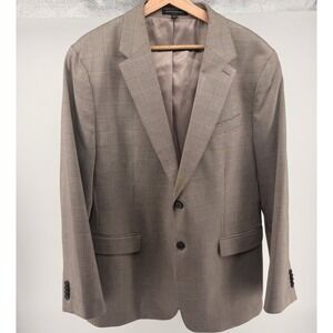 Banana Republic Tailored Fit Plaid Blazer Mens 46R Brown Single Breasted